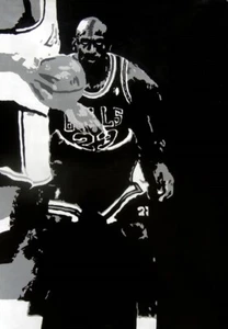 Oil Painting on Canvas Art - Michael Jordan and Magic Johnson in '91 NBA Finals - Picture 1 of 2