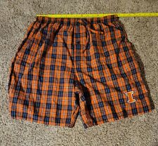 University Of Illinois Fighting Illini Men's Shorts Size Large Orange Blue Plaid