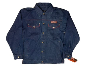 Johnny Blaze Cobra Denim Jacket Button Up Double Breast Pockets Adjustable Waist - Picture 1 of 12