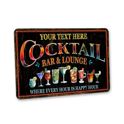 Custom Cocktail Bar Sign Home Bar Decor Speakeasy Lounge Metal Sign 108122002170 - Image 1 of 4