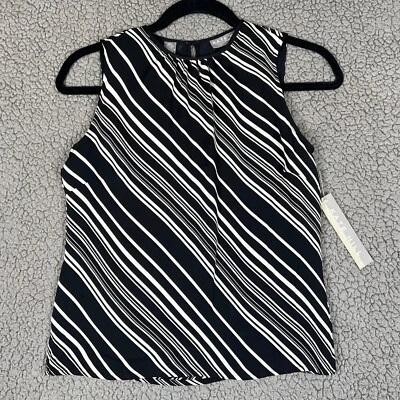 Top Kate Hill Petite de seda sin mangas negro blanco rayas cebra talla 2P nuevo con etiquetas forrado Foto 1 de 4