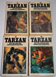 Edgar Rice Burroughs Tarzan 4 Books #14,16,17,18 Ballantine Paperbacks 1970s - Picture 1 of 11