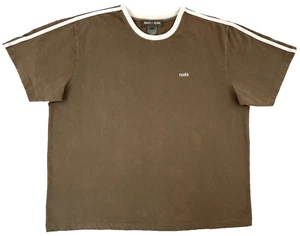 Roots Shirt Adult 2XL XXL Brown White Stripes Spell Out Logo Outdoors Casual Men - Picture 1 of 6