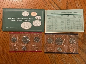1993 P & D US Mint Uncirculated Set 10 Coins OGP Original Envelope BU - Picture 1 of 1