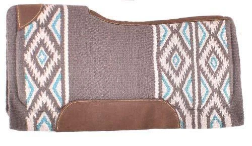 Showman 34" x 36" Gray & Turquoise Navajo Print Memory Felt Bottom Saddle Pad - Image 1 of 1