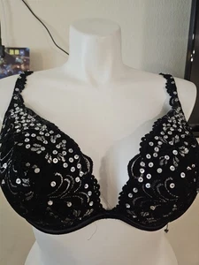 Reggiseno donna Cacique 42DD nero floreale push up con ferretto cinturino in pizzo - Foto 1 di 6