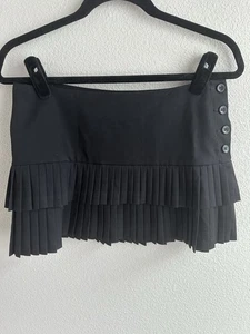 Neu ohne Etikett Bebe Größe 0 schwarz gefütterter Rüschenrock Knöpfe Details an den Seiten - Bild 1 von 9
