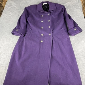 Neiman Marcus Women’s Trench Coat By Bradley Michael 100% Wool Vintage Purple - Picture 1 of 15