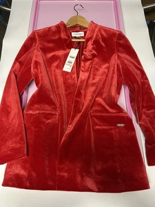 Blazer Calvin Klein donna in velluto rosso taglia 11 - Foto 1 di 8