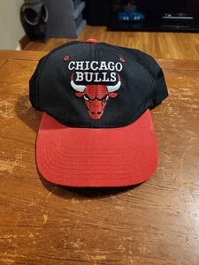 Vintage Chicago Bulls NBA Black Embroidered Snapback Hat Cap 90s TWINS One Size - Picture 1 of 4