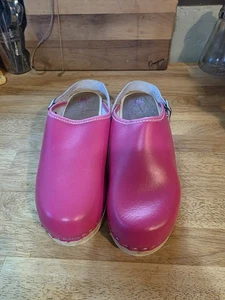 Zuecos de madera vintage Hanna Anderson tops de cuero rosa para mujer 6,5 37 - Imagen 1 de 12