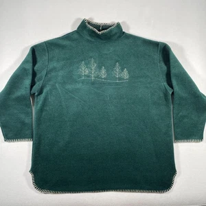 Vintage Coldwater Creek Sweater Womens Large Green Mock Neck Trees Made USA 90s - Picture 1 of 11