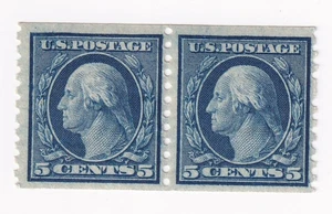 5c Washington Dark Blue Coil Pair / MLH / OG / F / VF / Catalog #496 - Picture 1 of 3