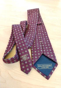 Rara cravatta Holland Sherry 1836 Londra viola e oro testurizzata seta e lana  - Foto 1 di 12