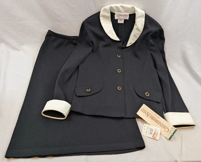 NWT CastleBerry Knits Women’s Black & White 2 Piece Skirt Suit Size 10 - Image 1 of 4