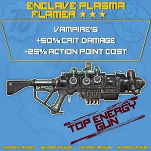 PC ⭐⭐⭐ Vampire's +50% Crit Damage -25% Action Point Cost ENCLAVE PLASMA FLAMER - Picture 1 of 1