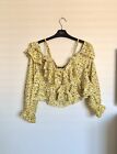 Size 12 Women’s Yellow Floral Frill ‘Off The Shoulder’ Blouse - New with tags!