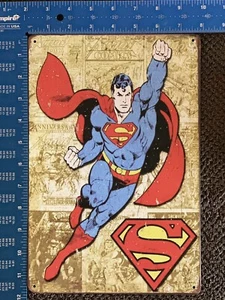 Superman Comic Super Hero Distressed Retro Vintage Style Metal Tin Sign - Picture 1 of 1