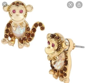 $40 Betsey Johnson Minis Monkey Earrings Ab 501 - Picture 1 of 3