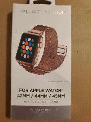 Platinum- Magnetic Stainless Steel Mesh Band for Apple Watch 42mm, 44mm - Image 1 of 2