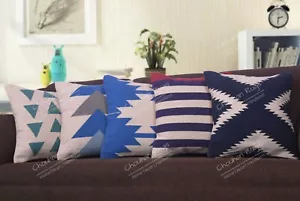 5 Set Indian Handwoven Cotton Cut Shuttle Pillow Cases 18" Bedroom Décor Cushion - Picture 1 of 7