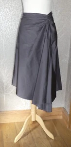 FENN WRIGHT MANSON PEWTER 100% SILK SATIN HITCHED MIDI STEAMPUNK SKIRT UK 16 - Picture 1 of 6