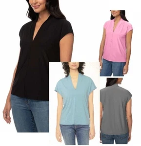 Buffalo David Bitton Ladies' V-Neck Short Sleeve Blouse XS, S, M, L, XL, XXL - Picture 1 of 16
