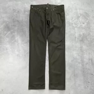 Dsquared2 Waxed Cotton Jeans Olive Green Size 52 - Picture 1 of 24