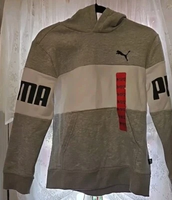 Suéter con Capucha Puma Juvenil Gris/Blanco M 10/12 Nuevo con Etiquetas Foto 1 de 4