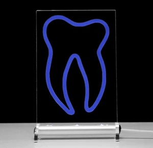 LED Zahn Leuchtzahn Leuchtschild Zahnarzt tooth dentist dental sign Praxisschild - Picture 1 of 10