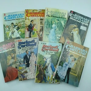 8 Barbara Cartland Books Pan Alone and Afraid Flame is Love A Knight in Paris - Picture 1 of 13
