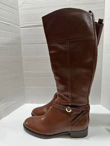Tory Burch Brita Brown Leather Tall Riding Boots Size 8 - Picture 1 of 13