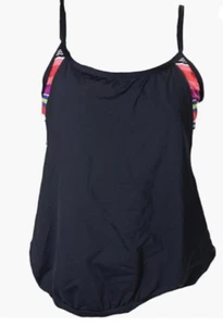 JAG Reactive Layered-Look Blouson Tankini Top Black Size L 7835 - Picture 1 of 2