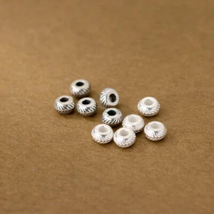Cuentas espaciadoras Rondelle cuentas navajo redondas de plata de ley oxidadas A5091 - Imagen 1 de 6