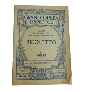 Rigoletto by Verdi Grand Opera Librettos Italian English Oliver Ditson Co c 1888 - Picture 1 of 10