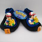 NEW VTG 90s Pokemon Ash Ketchum Pikachu Soft Slippers Shoes Black Youth M 7/8