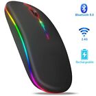 Slim Rechargeable Bluetooth/USB Wireless RGB LED Mouse for Tablet PC Andoid iPad
