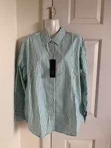 New with tags MCEDAR Women’s size small S Button Up green white Striped Shirt - Picture 1 of 7