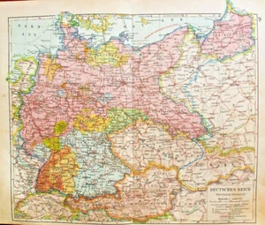 1928 Antique DEUTSCHES REICH GERMANY EUROPE Geography Map Art Lithograph - Picture 1 of 1
