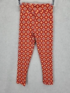 NEW LuLaRoe Kids Leggings Orange Abstract Diamond Pattern  S/M - Picture 1 of 6