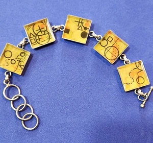 Custom Sterling Bracelet With Inserts 8.5" long toggle clasp 12g with inserts - Picture 1 of 2
