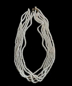 Vintage Hand Strung 6 Strand Clear Beaded Necklace 22” *needs repair - Picture 1 of 7