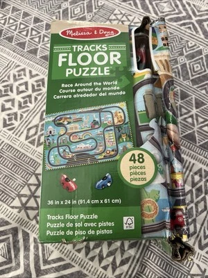 Rompecabezas de piso Melissa & Doug 48 piezas - Carrera alrededor del mundo pista nuevo/caja abierta Foto 1 de 2