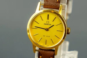 [Casi Como Nuevo] Omega De Ville _ Reloj Para Mujer Vintage Esfera Dorada 20mm #2057 - Imagen 1 de 11