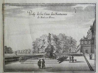 Brunnen in Fontainebleau Ansicht Merian Topographia France EA Kupferstich 1655 - Bild 1 von 2