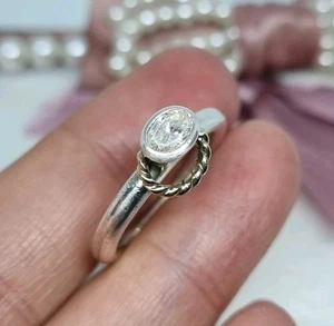 Genuine Pandora Silver & 14k Gold Reminder Twist Rope Halo Ring Size 56 π - Picture 1 of 9