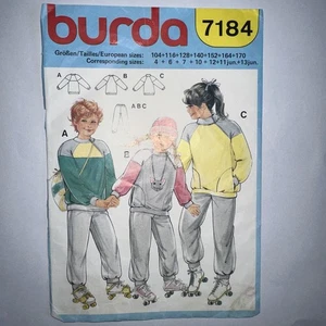 Burda 7184 Kids Jumper Sloppy Joe Sweatshirt Sz 4-12 Sewing Pattern Missing Pant - Picture 1 of 8