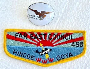 HINODE GOYA Lodge No.498 FAR EAST COUNCIL w/ Metal Neckerchief Slide BEFORE 1972 - Picture 1 of 5