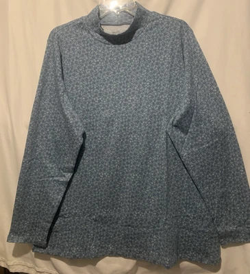 Croft & Barrow 2X Sage Blue Chic Texure Knit Top, mock neck, long sleeves - NWT - Image 1 of 3