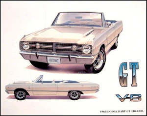 1968 Dodge Dart GT 340 Mopar Art Print Lithograph 68 - Picture 1 of 1